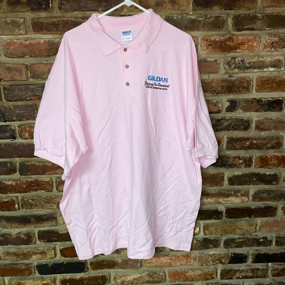 Gildan Pink Logo Polo Shirt Men’s Size 2XL